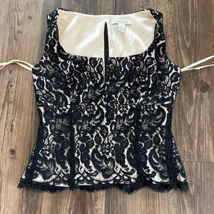 White House Black Market, Black Lace Sleeveless Fitted Top, size 4
